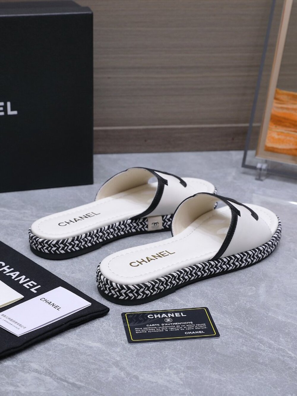 Chanel round-toe floral flip-flop